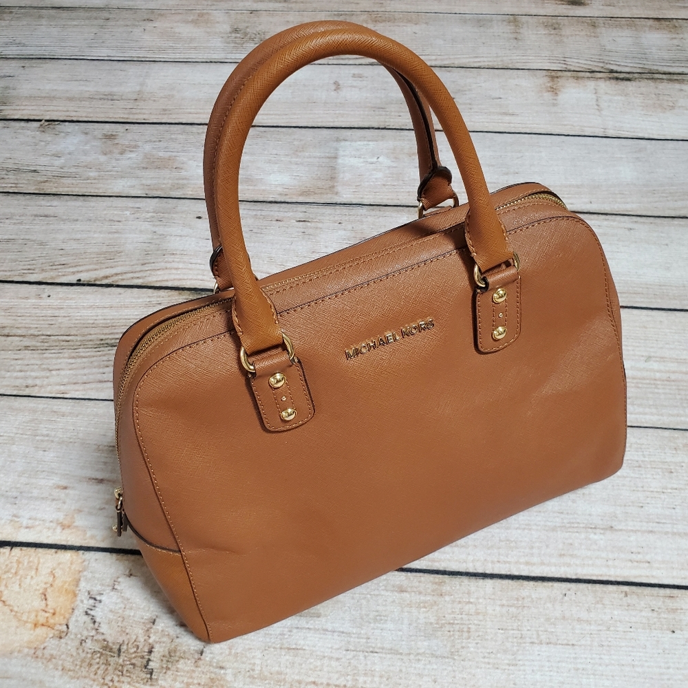 Michael Kors Acorn Cindy Saffiano Leather Dome Satchel Large